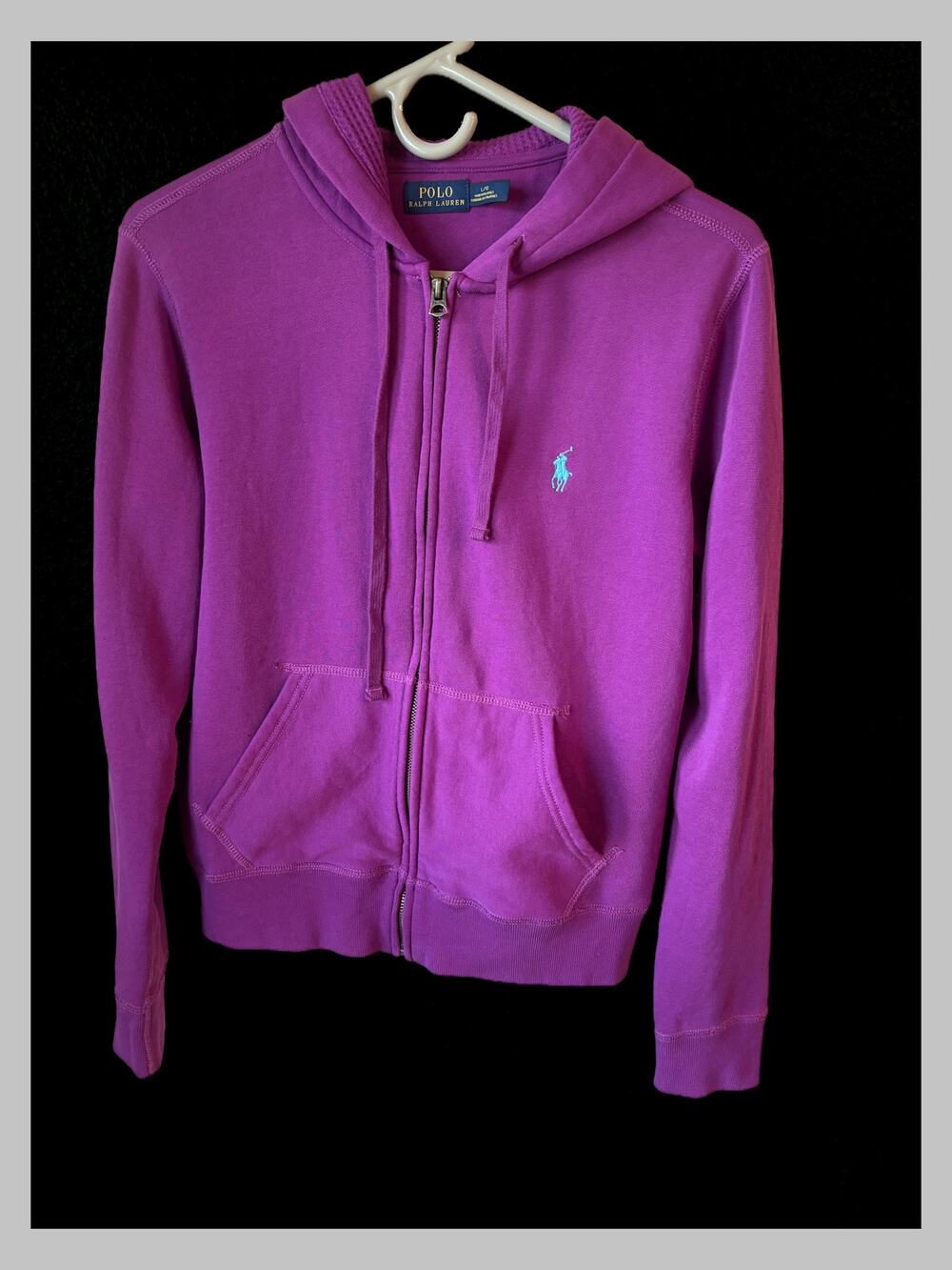 Polo Ralph Lauren Women’s L Purple Full Zip Hoodie Blue Pony Sweatshirt